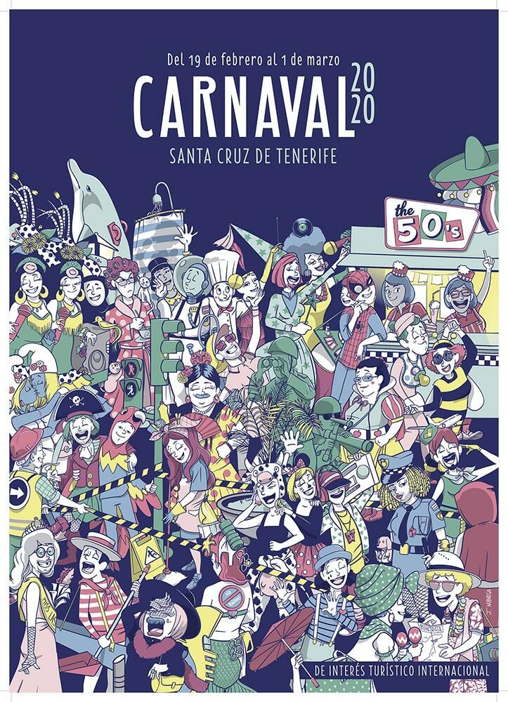 CARTEL CARNAVAL SANTA CRUZ DE TENERIFE 2020 VECTOR